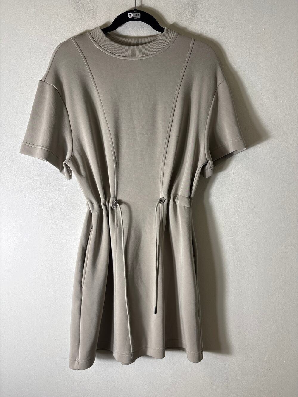 Varley Khaki Drawstring Waistline Athleisure Dress Sz S